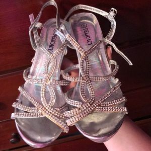 Viva Fashion silver sparkly heels